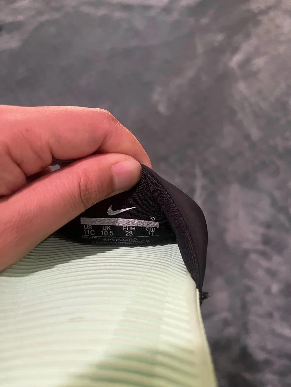 Nike Mint Green‎ Footbed Slides with Black Strap and Rose Gold Swoosh